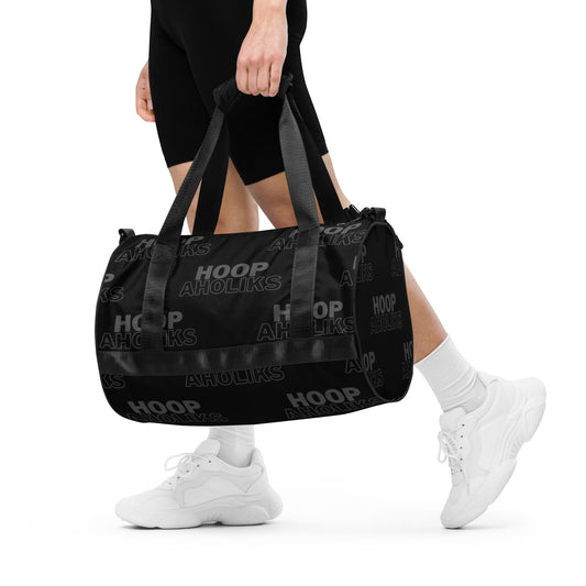 Black Varsity HoopAholiks gym bag